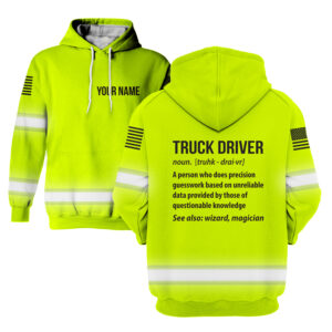 Hi Vis Hoodie Truck Driver Definition Yellow Custom Name and Logo Company Name Safety Workwear