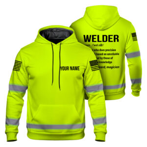 Hi Vis Hoodie Welder Definition Yellow Custom Name Safety Workwear