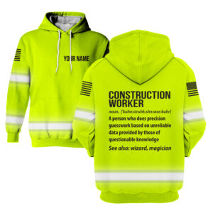 Hi Vis Hoodie Construction Worker Definition Custom Name and Logo Company Name Safety Workwear