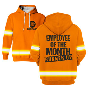 Hi Vis Hoodie Employee Of The Month Yellow Construction Worker Custom Name and Logo Company Name Safety Workwear