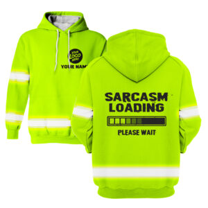 Hi Vis Hoodie Funny Construction Worker Hoodie Custom Name and Logo Company Name Safety Workwear
