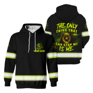 Hi Vis Hoodie Skull The Thing Stop Me Custom Name and Logo Company Name Safety Workwear