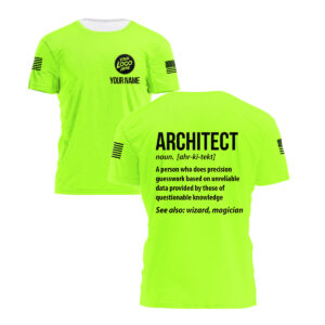 High Visibility Shirt Architect Definition - Construction Worker Custom Name Safety Workwear