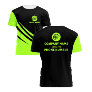 Hi Vis Shirt Black And Green Black Stripes Custom Name and Logo Safety Workwear