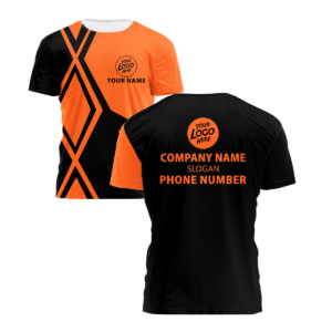 Hi Vis Shirt Black And Green Geometric Pattern Custom Name and Logo Safety Workwear