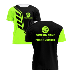Hi Vis Shirt Black And Green Slashes Custom Name and Logo Safety Workwear