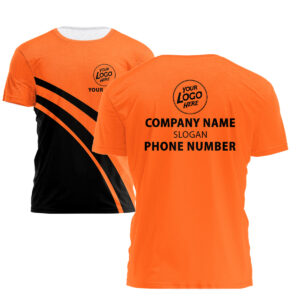 Hi Vis Shirt Black And Orange Black Stripes Custom Name and Logo Safety Workwear Uniform