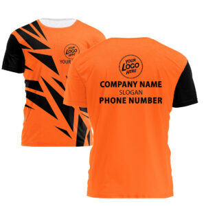 Hi Vis Shirt Black And Orange Triangles Custom Name and Logo Company Name Safety Workwear