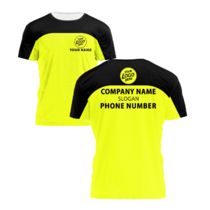 Hi Vis Shirt Black And Yellow Custom Name and Logo Safety Company Workwear Uniform Company