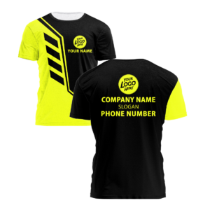 Hi Vis Shirt Black And Yellow Slashes Custom Name and Logo Safety Workwear