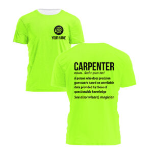 Hi Vis Shirt Carpenter Definition, Custom Name Logo Safety Workwear For Construction Workers