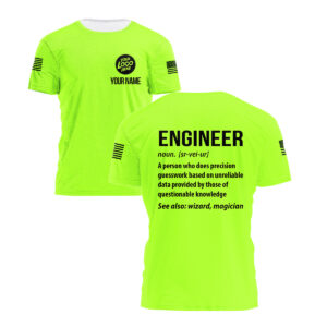 Hi Vis Shirt Engineer Definition - Construction Worker Custom Name Safety Workwear
