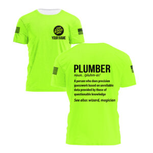 Hi Vis Shirt Plumber Definition - Construction Worker Custom Name Safety Reflective Workwear