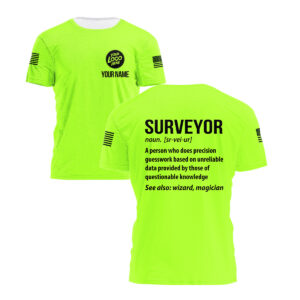 Hi Vis Shirt Surveyor Definition - Construction Worker Custom Name Safety Workwear