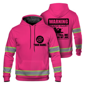 Hi Vis Hoodie Tell Me Pink Construction Worker Hoodie Custom Name and Logo Safety Workwear