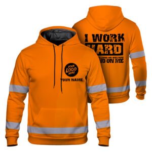 I Work Because Millions On Welfare Depend On Me Orange - Hi Vis Hoodie Construction Worker Custom Name Safety Workwear