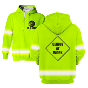 Hi Vis Hoodie At Work Yellow Custom Name Logo Company Safety Workwear Reflective Long Sleeve For Construction Worker