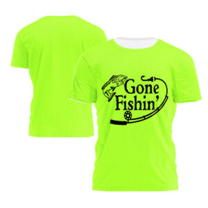 Hi Vis T Shirt Gone Fishing Safety Workwear Reflective Short Sleeve Tshirt For Fishing Lover