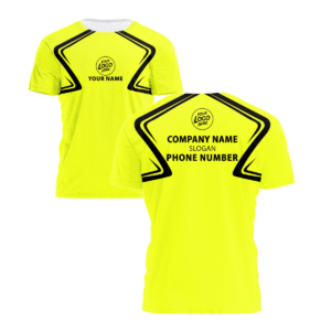 Hi Vis Shirt Yellow Custom Name Logo Company Safety Workwear Reflective Short Sleeve Tshirt For Construction Worker
