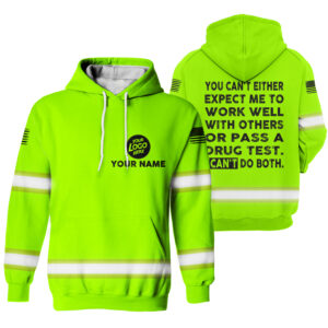 Hi Vis Hoodie Expect Me To Work Well Custom Name Logo Company Safety Workwear Reflective Long Sleeve For Construction Worker