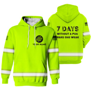 Hi Vis Hoodie Funny Quote Yellow Custom Name Logo Company Safety Workwear Reflective Long Sleeve For Construction Worker