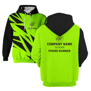Hi Vis Hoodie Green And Black Custom Name Logo Company Safety Workwear Reflective Long Sleeve For Construction Worker