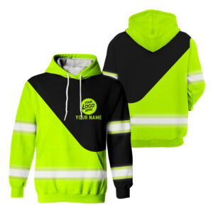 Hi Vis Hoodie Green And Black Custom Name and Logo Safety Shirt