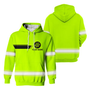 Hi Vis Hoodie Green And Black Custom Name and Logo Workwear Shirt