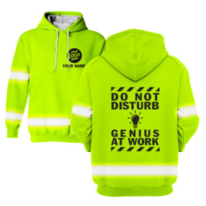 Hi Vis Hoodie Not Disturb Yellow Custom Name Logo Company Safety Workwear Reflective Long Sleeve For Construction Worker