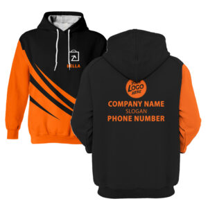 Hi Vis Hoodie Orange Strips Custom Name Logo Company Safety Workwear Reflective Long Sleeve For Construction Worker
