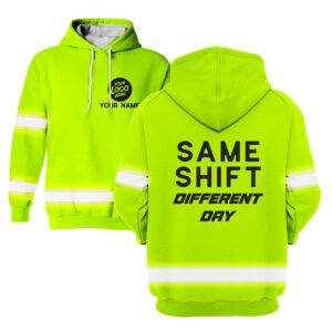 Hi Vis Hoodie Same Shift Yellow Custom Name Logo Company Safety Workwear Reflective Long Sleeve For Construction Worker