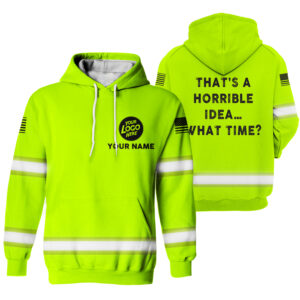 Hi Vis Hoodie That's A Horrible Yellow Custom Name Logo Company Safety Workwear Reflective Long Sleeve For Construction Worker