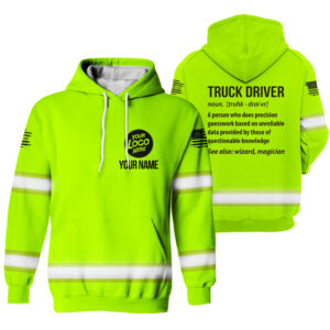 Hi Vis Hoodie Truck Driver Definition Green Custom Name Logo Company Safety Workwear Reflective Long Sleeve For Construction Worker