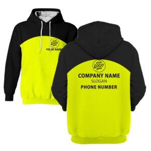 Hi Vis Hoodie Yellow And Black Custom Name Logo Company Safety Workwear Reflective Long Sleeve For Construction Worker