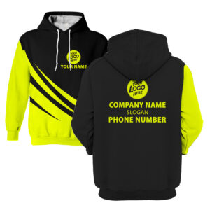 Hi Vis Hoodie Yellow Strips Custom Name Logo Company Safety Workwear Reflective Long Sleeve For Construction Worker