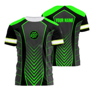 Hi Vis Shirt Black And Green Custom Name Logo Company Uniform Safety Workwear Reflective For Construction Worker
