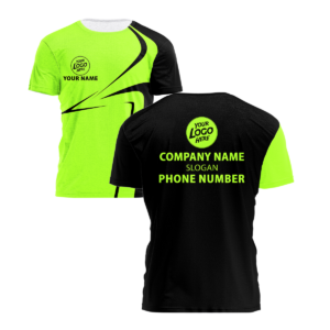 Hi Vis Shirt Black And Green Uniform Custom Name Logo Company Safety Workwear Reflective Short Sleeve Tshirt For Construction Worker