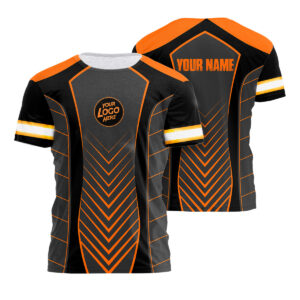 Hi Vis Shirt Black And Orange Custom Name Logo Company Uniform Safety Workwear Reflective Short Sleeve For Construction