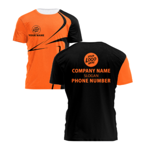 Hi Vis Shirt Black And Orange Uniform Custom Name Logo Company Safety Workwear Reflective Short Sleeve Tshirt For Construction Worker