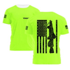 Hi Vis T Shirt Catfish USA Flag Custom Name Logo Company Safety Workwear Reflective Short Sleeve Tshirt