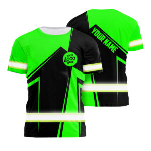 Hi Vis Shirt Custom Name Logo Company Safety Workwear Reflective Short Sleeve For Construction Worker