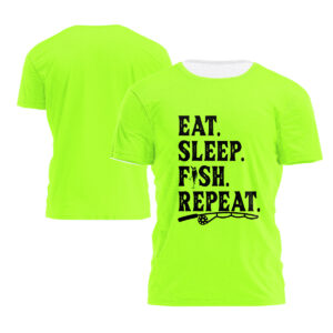 Hi Vis T Shirt Eat Sleep Safety Workwear Reflective Short Sleeve Tshirt For Fishing Lover