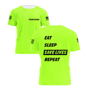 Hi Vis T Shirt Eat Sleep Is A Choice Custom Name Logo Company Safety Workwear Reflective Short Sleeve Tshirt For Firefighter