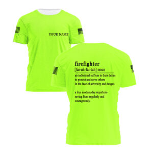 Hi Vis Shirt Firefighter Definition Custom Name Logo Company Safety Workwear Reflective Short Sleeve Tshirt For Firefighter