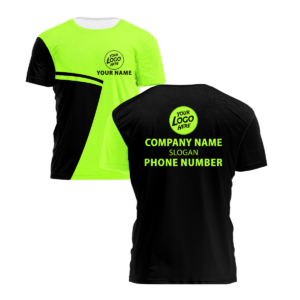 Hi Vis Shirt Green And Black Uniform Company Custom Name Logo Company Safety Workwear Reflective Short Sleeve Tshirt For Construction Worker