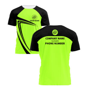 Hi Vis Shirt Green Custom Name Logo Company Safety Workwear Reflective Short Sleeve For Construction