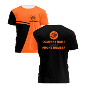 Hi Vis Shirt Orange And Black Uniform Company Custom Name Logo Company Safety Workwear Reflective Short Sleeve Tshirt For Construction Worker