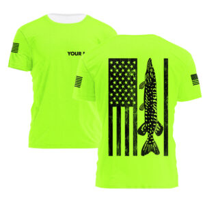 Hi Vis T Shirt Pike USA Flag Custom Name Logo Company Safety Workwear Reflective Short Sleeve Tshirt