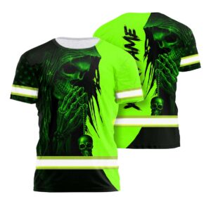 High Visibility Shirts Reflective Tapes Skull US Flag Custom Name Safety Workwear
