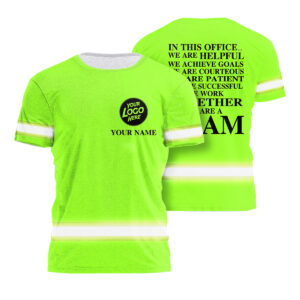 Hi Vis Shirt We Are A Team Custom Name Logo Company Safety Workwear Reflective Short Sleeve Tshirt